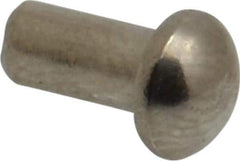 RivetKing - 1/8" Body Diam, Round Uncoated Stainless Steel Solid Rivet - 1/4" Length Under Head, Grade 18-8 - Top Tool & Supply