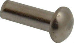 RivetKing - 1/8" Body Diam, Round Uncoated Stainless Steel Solid Rivet - 3/8" Length Under Head, Grade 18-8 - Top Tool & Supply