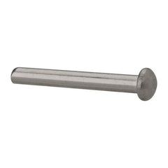 RivetKing - 1/8" Body Diam, Round Uncoated Stainless Steel Solid Rivet - 1" Length Under Head, Grade 18-8 - Top Tool & Supply