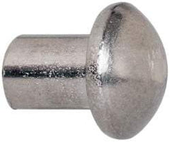 RivetKing - 3/16" Body Diam, Round Uncoated Stainless Steel Solid Rivet - 1/4" Length Under Head, Grade 18-8 - Top Tool & Supply