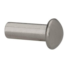 RivetKing - 3/16" Body Diam, Round Uncoated Stainless Steel Solid Rivet - 1/2" Length Under Head, Grade 18-8 - Top Tool & Supply