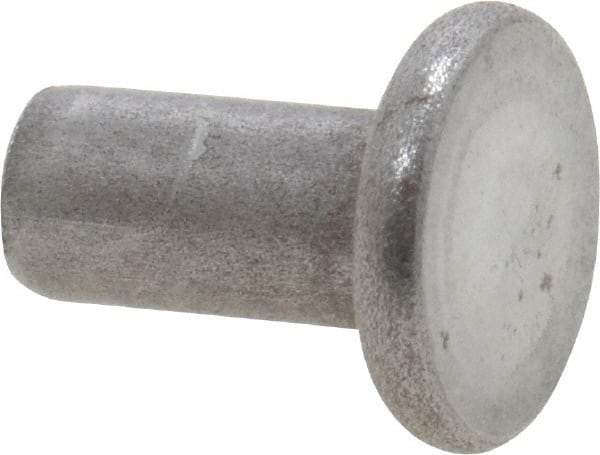 RivetKing - 1/8" Body Diam, Flat Uncoated Steel Solid Rivet - 1/4" Length Under Head - Top Tool & Supply