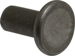 RivetKing - 3/16" Body Diam, Flat Uncoated Steel Solid Rivet - 3/8" Length Under Head - Top Tool & Supply