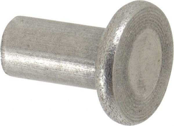 RivetKing - 1/4" Body Diam, Flat Uncoated Steel Solid Rivet - 1/2" Length Under Head - Top Tool & Supply