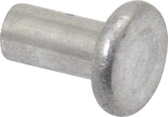 RivetKing - 1/8" Body Diam, Flat Aluminum Solid Rivet - 1/4" Length Under Head, Grade 1100F - Top Tool & Supply