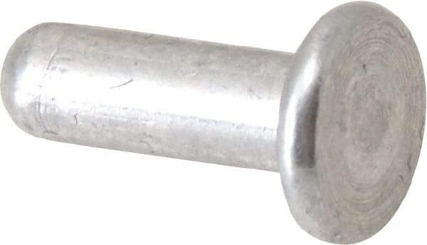 RivetKing - 1/8" Body Diam, Flat Uncoated Aluminum Solid Rivet - 3/8" Length Under Head, Grade 1100F - Top Tool & Supply