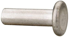 RivetKing - 3/16" Body Diam, Flat Uncoated Aluminum Solid Rivet - 5/8" Length Under Head, Grade 1100F - Top Tool & Supply