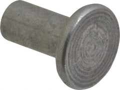 RivetKing - 1/4" Body Diam, Flat Uncoated Aluminum Solid Rivet - 1/2" Length Under Head, Grade 1100F - Top Tool & Supply