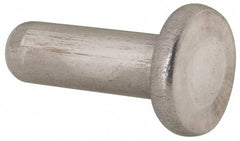 RivetKing - 1/4" Body Diam, Flat Uncoated Aluminum Solid Rivet - 3/4" Length Under Head, Grade 1100F - Top Tool & Supply