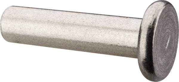 RivetKing - 1/4" Body Diam, Flat Uncoated Aluminum Solid Rivet - 1" Length Under Head, Grade 1100F - Top Tool & Supply