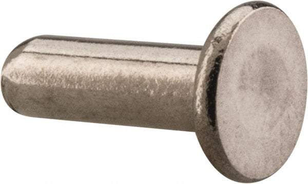 RivetKing - 1/8" Body Diam, Flat Uncoated Stainless Steel Solid Rivet - 3/8" Length Under Head, Grade 18-8 - Top Tool & Supply