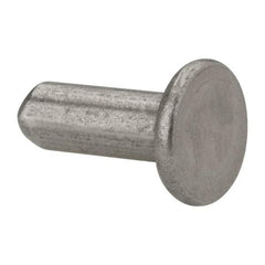 RivetKing - 3/16" Body Diam, Flat Uncoated Stainless Steel Solid Rivet - 1/2" Length Under Head, Grade 18-8 - Top Tool & Supply