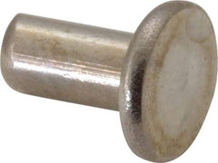 RivetKing - 1/4" Body Diam, Flat Uncoated Stainless Steel Solid Rivet - 1/2" Length Under Head, Grade 18-8 - Top Tool & Supply