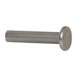 RivetKing - 1/4" Body Diam, Flat Uncoated Stainless Steel Solid Rivet - 1-1/4" Length Under Head, Grade 18-8 - Top Tool & Supply