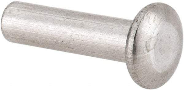 RivetKing - 1/8" Body Diam, Universal Uncoated Aluminum Solid Rivet - 1/2" Length Under Head, Grade 1100F - Top Tool & Supply