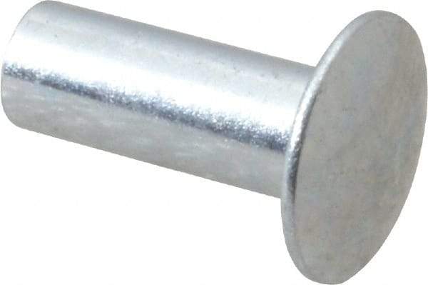 RivetKing - 0.134 to 0.141" Hole Diam, Round Head, Zinc Plated Steel, Semi Tubular Rivet - 3/8 Head Diam, 1/2" Length Under Head, 3/16 Body Diam - Top Tool & Supply