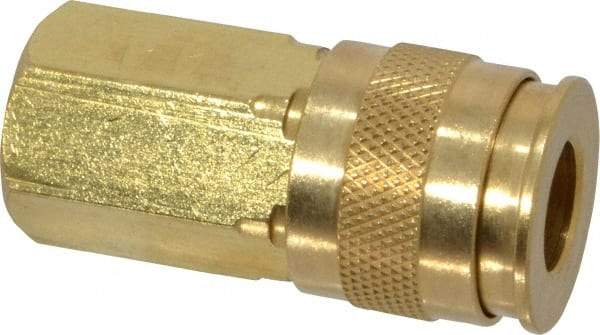 Value Collection - 1/4 Female NPT Universal Pneumatic Hose Coupler - Brass, 1/4" Body Diam - Top Tool & Supply