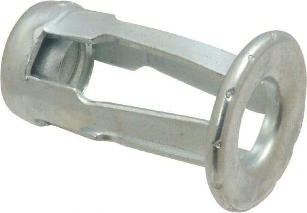 Au-Ve-Co Products - 1/4-20 UNC Thread, Zinc Plated, Steel, Screwdriver Installed Rivet Nut - 3/16 to 3/8" Grip, 5/8" Flange Diam, 0.919" Long - Top Tool & Supply