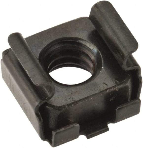 Value Collection - 1/4-20 Screw, 0.064 to 0.105" Thick, Spring Steel Cage Nut - 3/8" Center Edge, Black Phosphate Finish - Top Tool & Supply