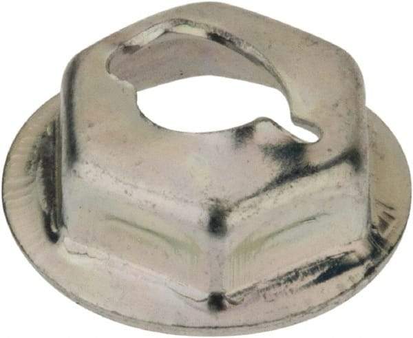 Au-Ve-Co Products - 3/16" Hole Diam, 1/2" OD, 3/8" Width Across Flats Washer Lock Nut - Zinc-Plated Spring Steel, For Use with Non Threaded Fasteners - Top Tool & Supply