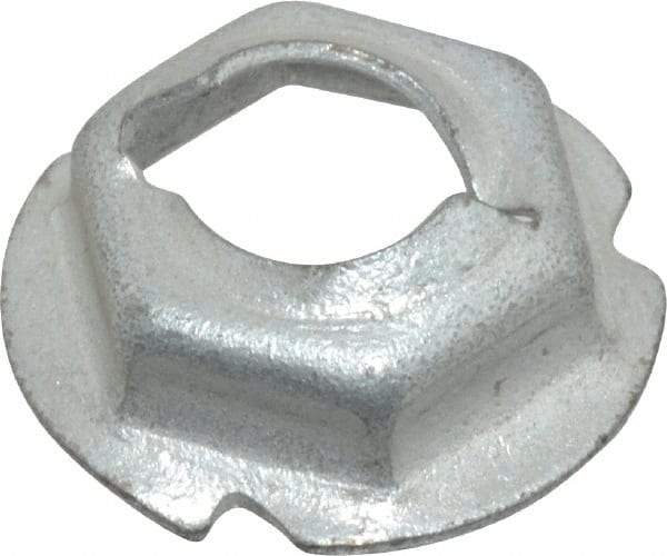 Au-Ve-Co Products - 1/4" Hole Diam, 19/32" OD, 7/16" Width Across Flats Washer Lock Nut - Zinc-Plated Spring Steel, For Use with Non Threaded Fasteners - Top Tool & Supply