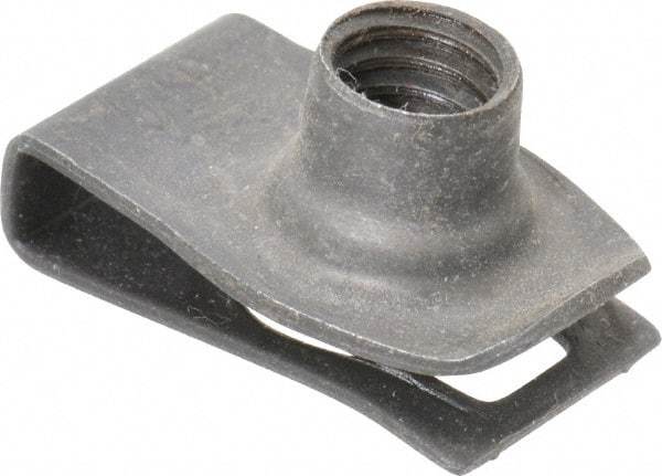 Au-Ve-Co Products - 5/16-18 Screw, 0.025 to 0.15" Thick, Spring Steel Extruded Tapped Hole U Nut - 9/16" Center Edge, Black Phosphate Finish - Top Tool & Supply