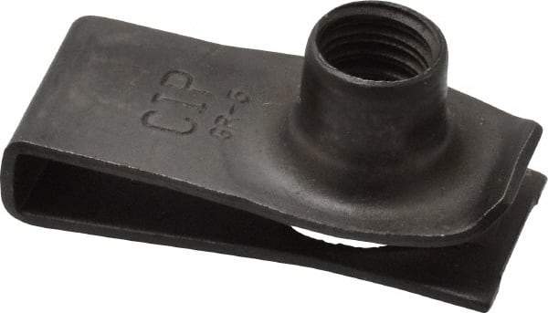 Au-Ve-Co Products - 5/16-18 Screw, 0.025 to 0.15" Thick, Spring Steel Extruded Tapped Hole U Nut - 27/32" Center Edge, Black Phosphate Finish - Top Tool & Supply