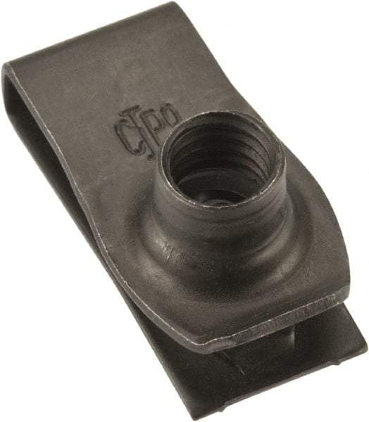 Value Collection - M8x1.25 Screw, 0.8 to 4.5mm Thick, Spring Steel Extruded Tapped Hole U Nut - 13/16" Center Edge, Black Phosphate Finish - Top Tool & Supply