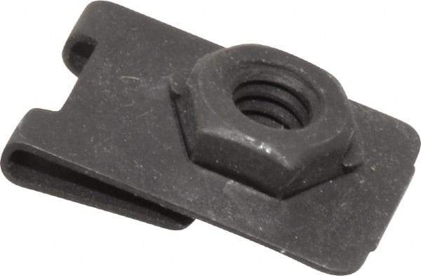 Value Collection - 1/4-20 Screw, 0.032 to 0.093" Thick, Spring Steel J Nut Retainer - 1/2" Center Edge, Black Phosphate Finish - Top Tool & Supply