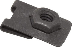 Value Collection - 1/4-20 Screw, 0.032 to 0.093" Thick, Spring Steel J Nut Retainer - 1/2" Center Edge, Black Phosphate Finish - Top Tool & Supply