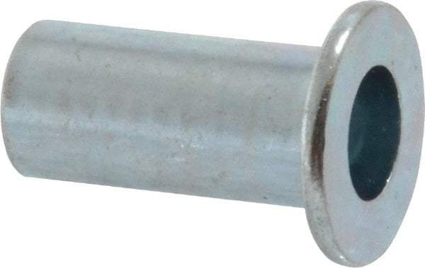 Value Collection - #10-24, 0.01 to 0.08" Grip, Steel Standard Rivet Nut - Drill Size Letter F, Flat Head - Top Tool & Supply