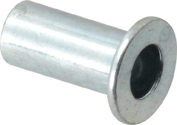 Value Collection - #10-32, 0.01 to 0.08" Grip, Steel Standard Rivet Nut - Drill Size Letter F, Flat Head - Top Tool & Supply