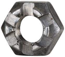 Value Collection - 1/4-28 UNF Grade 5 Steel Castle Locknut - 7/16" Width Across Flats, 9/32" High, Uncoated - Top Tool & Supply