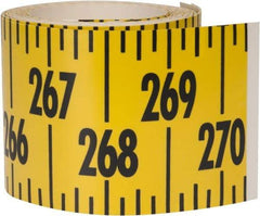 Made in USA - 22.5 Ft. Long x 3 Inch Wide, 1/4 Inch Graduation, Yellow, Mylar Adhesive Tape Measure - Reads Left to Right, Horizontal Scale - Top Tool & Supply