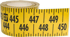 Made in USA - 45 Ft. Long x 3 Inch Wide, 1/4 Inch Graduation, Yellow, Mylar Adhesive Tape Measure - Reads Left to Right, Horizontal Scale - Top Tool & Supply