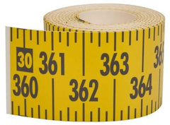 Made in USA - 60 Ft. Long x 3 Inch Wide, 1/4 Inch Graduation, Yellow, Mylar Adhesive Tape Measure - Reads Left to Right, Horizontal Scale - Top Tool & Supply