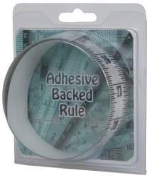 Made in USA - 6 Ft. Long x 1-1/4 Inch Wide, 1/16 Inch Graduation, Clear, Mylar Adhesive Tape Measure - Reads Top to Bottom, Vertical Rules - Top Tool & Supply