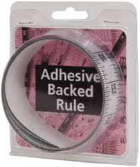 Made in USA - 6 Ft. Long x 1-1/4 Inch Wide, 1/16 Inch Graduation, Silver, Mylar Adhesive Tape Measure - Reads Top to Bottom, Vertical Rules - Top Tool & Supply