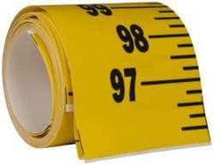 Made in USA - 12 Ft. Long x 3 Inch Wide, 1/4 Inch Graduation, Yellow, Mylar Adhesive Tape Measure - Reads Bottom to Top, Vertical Rules - Top Tool & Supply