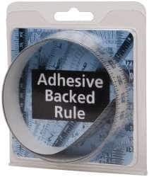 Made in USA - 3 Ft. Long x 1 Inch Wide, 1/8 Inch Graduation, Silver, Mylar Adhesive Tape Measure - Reads Right to Left, Vertical-Half Scale - Top Tool & Supply