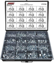 Value Collection - 1/4-20 to 3/4-16 Thread, 870 Piece Alloy Steel Nut Assortment - Grade 5 - Top Tool & Supply