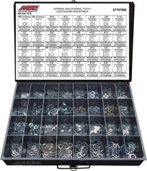 Value Collection - 2550 Piece, No. 6, 3/4" Screw, Grade 2 Steel External & Internal Tooth Lock Washer Assortment - Includes 1/4 to 12" Screw & Compartmented Storage Case - Top Tool & Supply