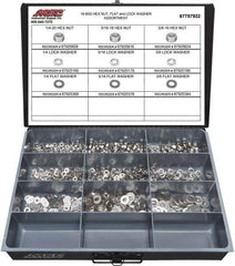 Value Collection - 1/4-20 to 3/8-16 Thread, 750 Piece Stainless Steel Nut & Washer Assortment - Grade 18-8 - Top Tool & Supply