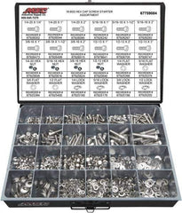 Value Collection - 1,350 Piece Stainless Steel Hex Head Cap Screws - 1/4-20 to 1/2-13 Thread, 18-8 - Top Tool & Supply