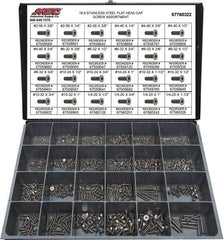 Value Collection - 1,095 Piece Stainless Steel Flat Head Cap Screws - #2-56 to 1/4-20 Thread, 18-8 - Top Tool & Supply