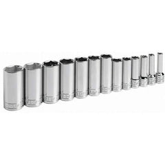 SK - 3/8" Drive Deep Socket Set - 1/4 to 1", Inch Measurement Standard - Top Tool & Supply