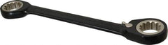 Proto - 1" x 1-1/8" 12 Point Spline Reversible Ratcheting Box Wrench - Double End, 2-5/16" Head Diam x 5/16" Head Thickness, 11-5/8" OAL, Steel, Black Chrome Finish - Top Tool & Supply