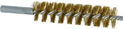 Schaefer Brush - 4" Brush Length, 1" Diam, Double Stem, Single Spiral Tube Brush - 6-1/4" Long, Brass, 12-24 Female Connection - Top Tool & Supply