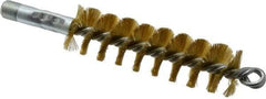 Schaefer Brush - 4-1/2" Brush Length, 1-1/4" Diam, Double Stem, Single Spiral Tube Brush - 8" Long, Brass, 1/4" NPSM Male Connection - Top Tool & Supply