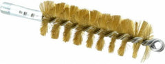 Schaefer Brush - 4-1/2" Brush Length, 1-1/2" Diam, Double Stem, Single Spiral Tube Brush - 8" Long, Brass, 1/4" NPSM Male Connection - Top Tool & Supply